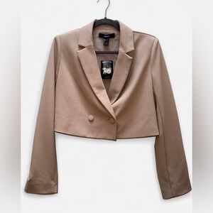 Forever 21 Taupe/Beige Cropped Blazer Size Small NWT Business Casual Minimalism